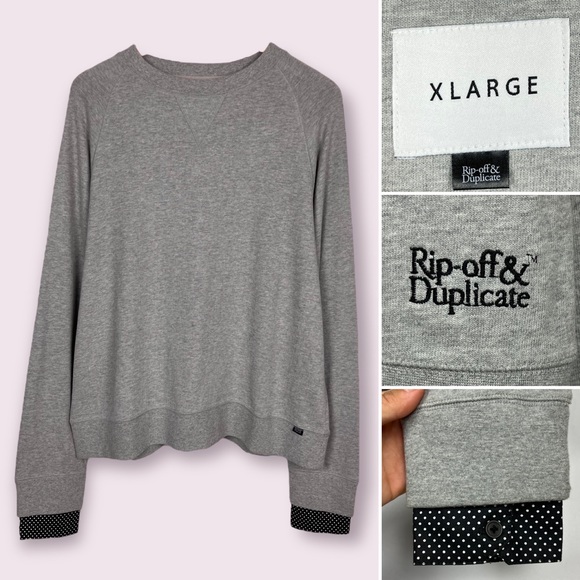 X-Large “Rip Off & Duplicate” Shirting Barrel Cuff Crewneck Sweatshirt Men’s L - Picture 1 of 9